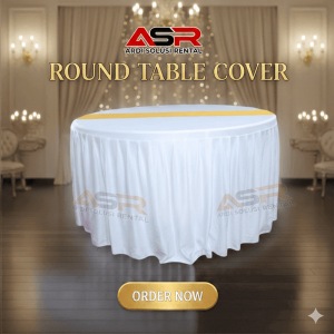 Sewa cover Meja round table rumbai Ukuran 160 cm