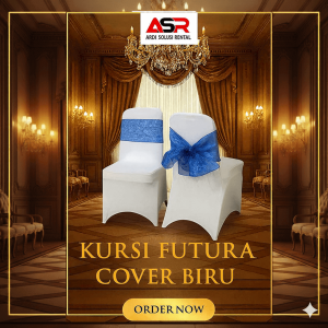 Sewa Kursi Futura Cover Pita Biru untuk Acara Resmi
